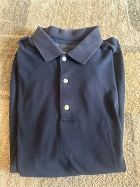 Greg Norman Collection Dark Navy Polo with Logo Button